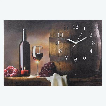 YOUNGS Canvas Wine Wall Art with LED Light & Clock 21654